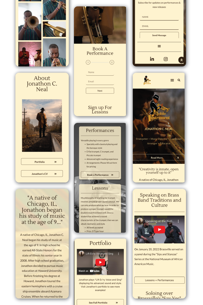 Responsive Mobile Web Design Mockups of The Noble Instrument Website
